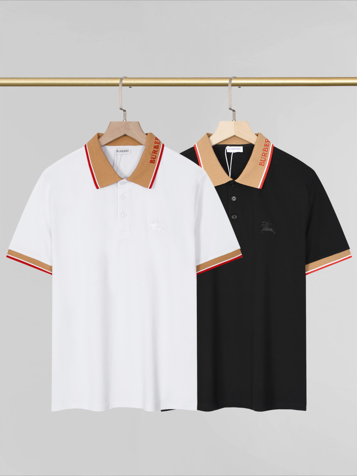 Bv*b*rry men''s check collar cotton polo shirt